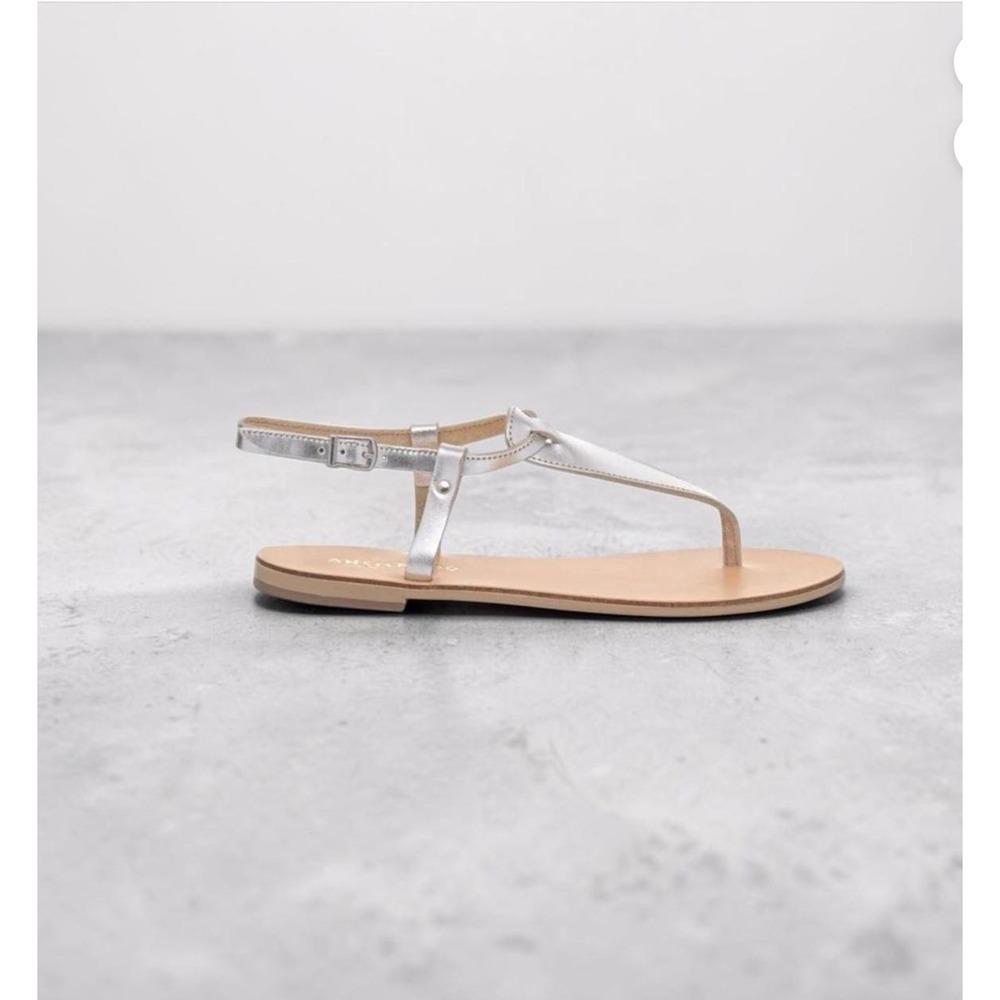 NEW Ancientoo Calypso Handmade Leather Sandals Women's 9 Silver Vacation Style